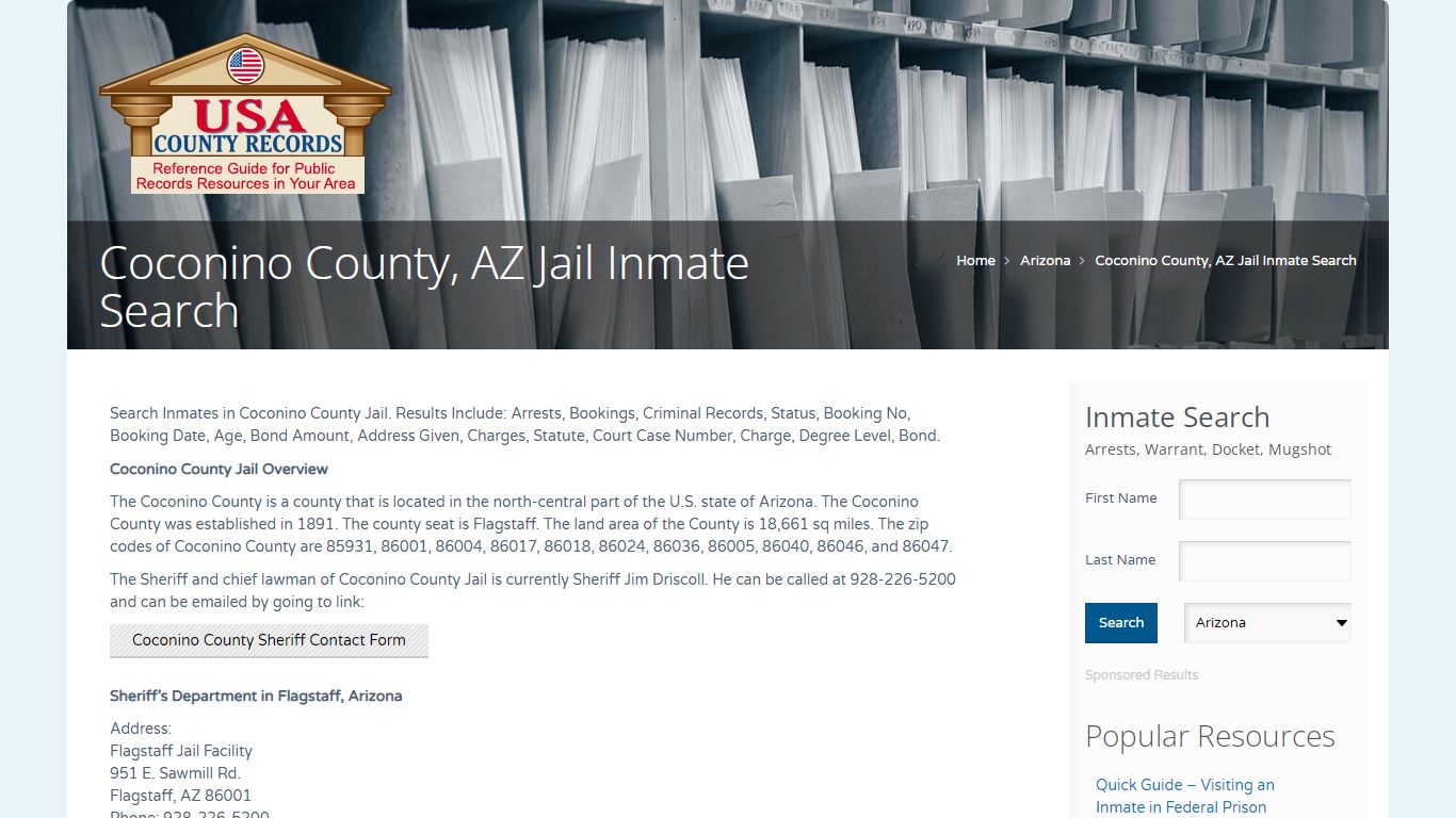 Coconino County, AZ Jail Inmate Search | Name Search